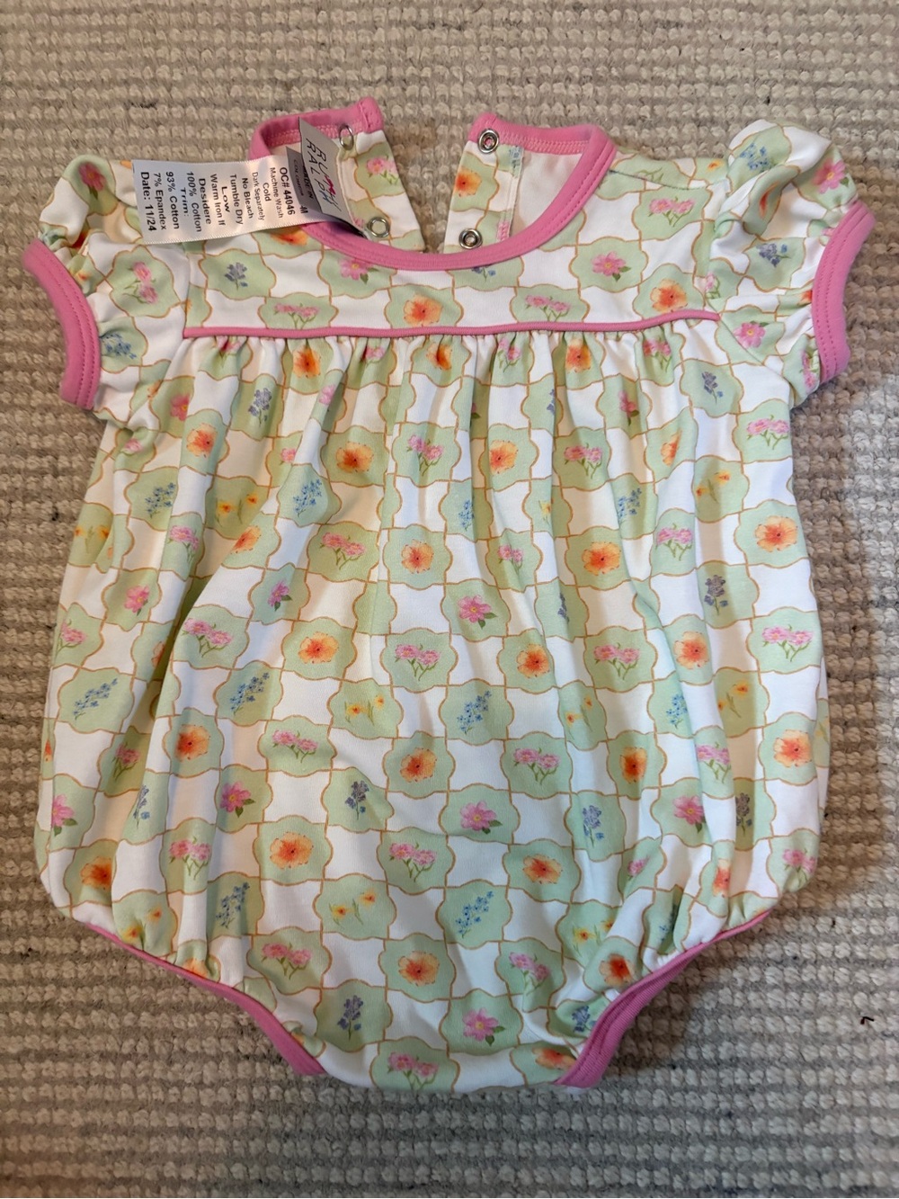 NWOT Ruth & Ralph White and Pink Floral One-Piece Bodysuit